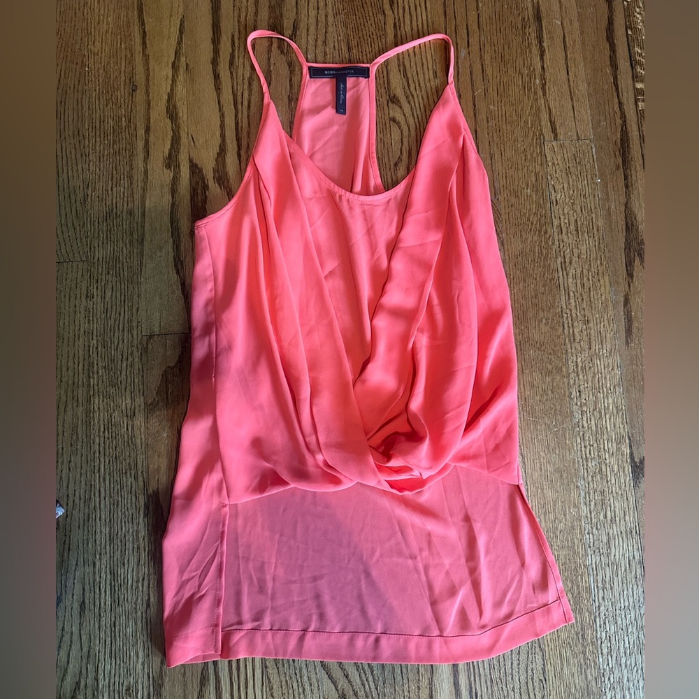 BCBGMaxAzria Coral Draped Tank Blouse